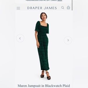 Draper James Maren Jumpsuit in Blackwatch Plaid. Size XL